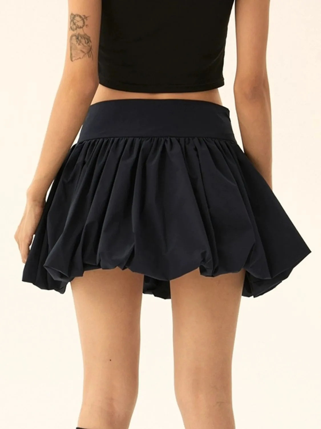 Ruched Bubble Hem Mini Skirt – Statement Volume with a Playful Twist - - Mini Skirt