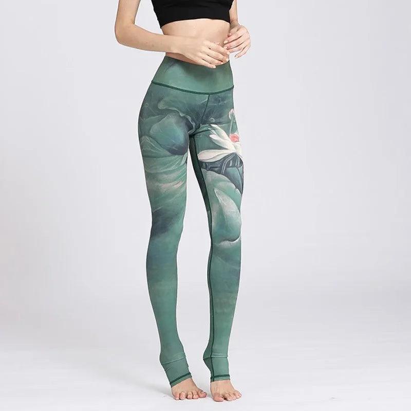 Fit4Goals™ High Waist Yoga Pants - Floral Push Up Leggings for Running - - Leggings