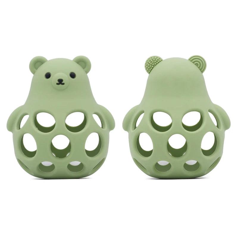 Silicone Baby Teether & Rattle-BPA-Free, Cute Chick Design,0-12 Months - Green 1 - baby toys