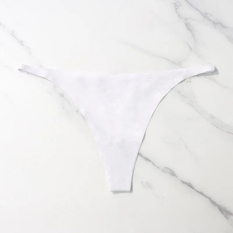 Seamless Ice Silk Thong – Soft Satin Feel & Minimal Band - white 1pc - lingerie