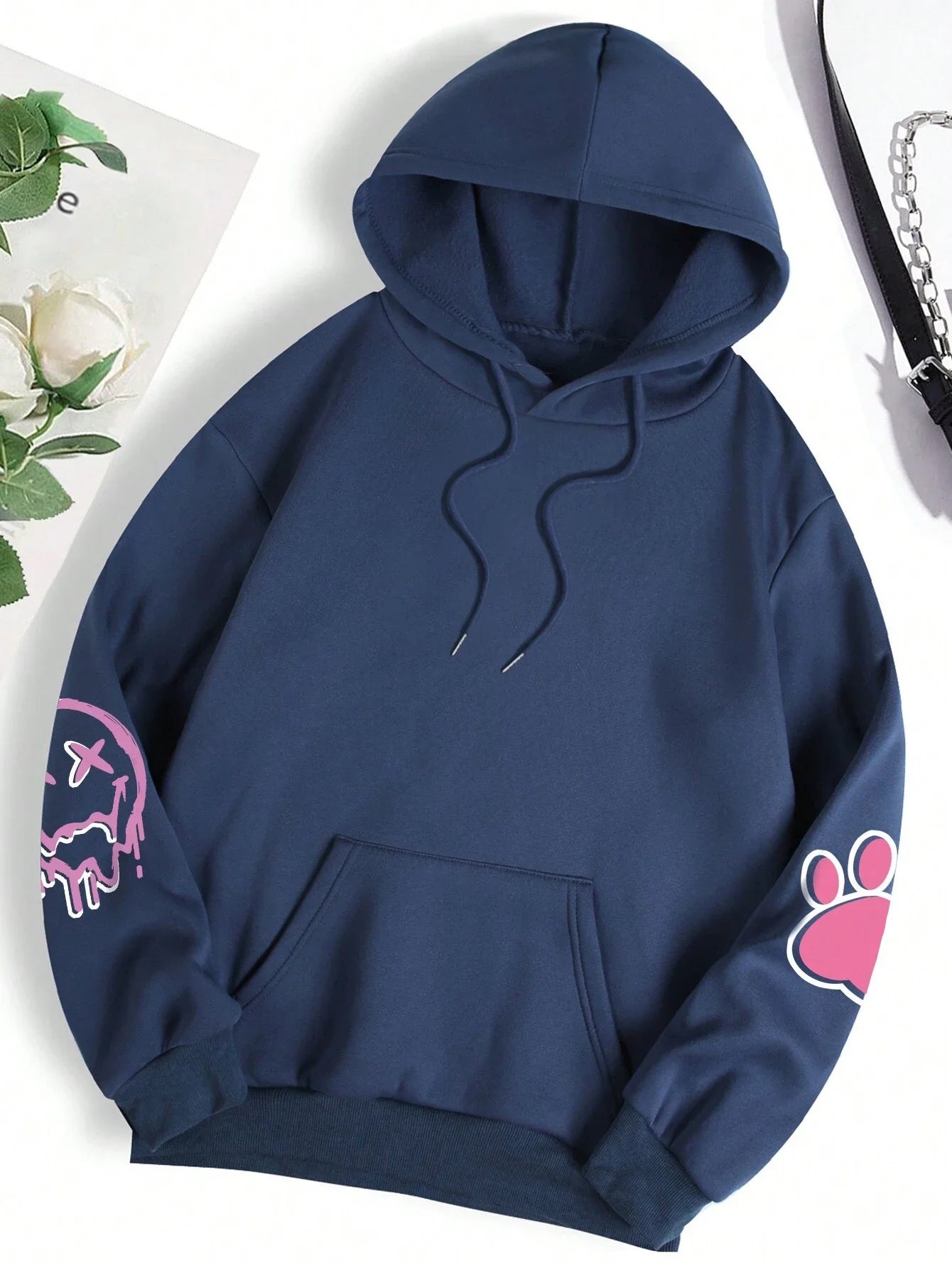 Hip Hop Oversized Hoodie - Casual & Warm Fleece Sweatshirt - - clothing top