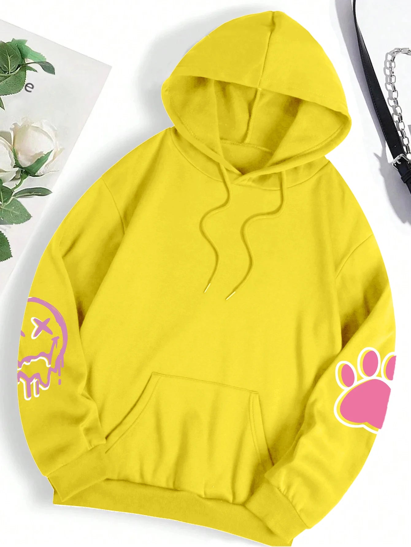 Hip Hop Oversized Hoodie - Casual & Warm Fleece Sweatshirt - - clothing top