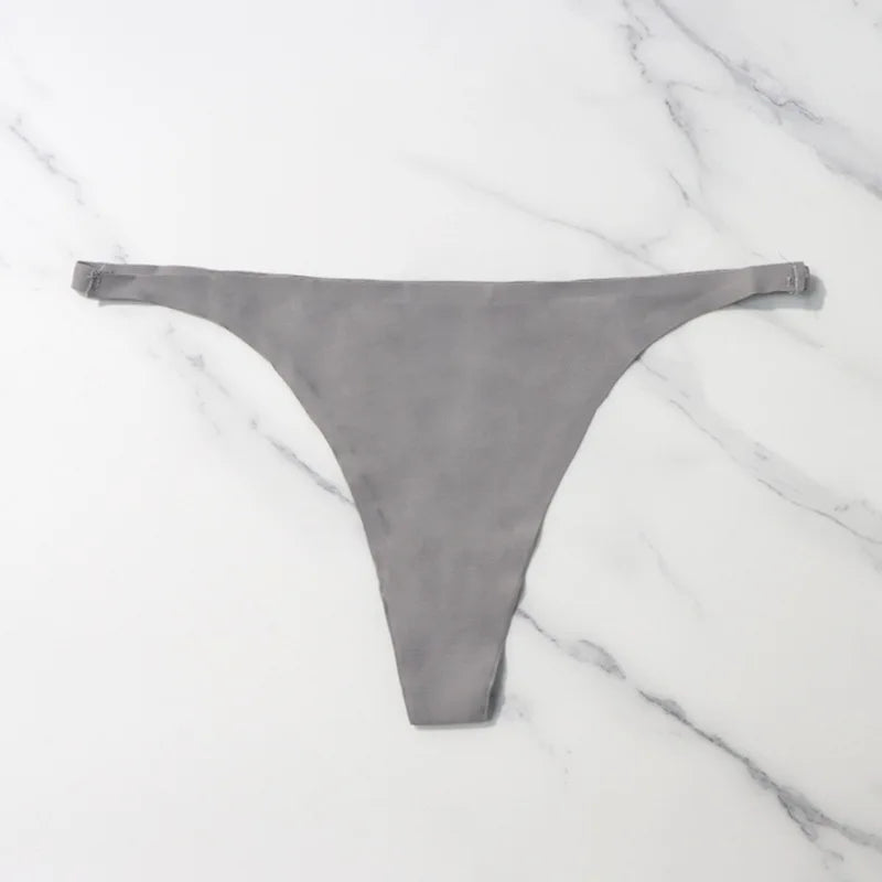 Seamless Ice Silk Thong – Soft Satin Feel & Minimal Band - grey 1pc - lingerie