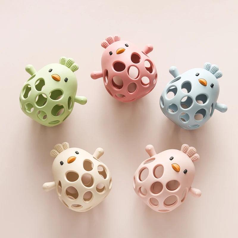 Silicone Baby Teether & Rattle-BPA-Free, Cute Chick Design,0-12 Months - - baby toys