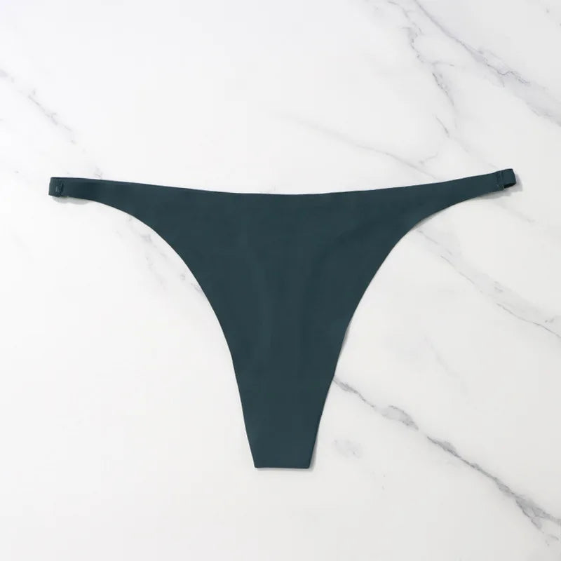 Seamless Ice Silk Thong – Soft Satin Feel & Minimal Band - green 1pc - lingerie