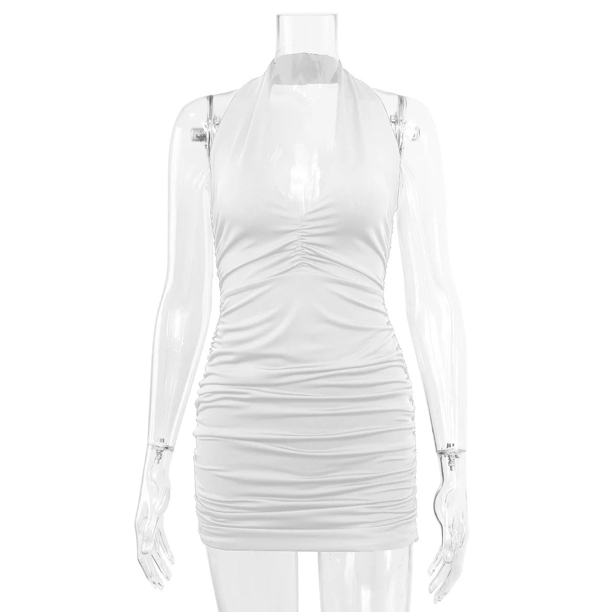 Sexy Halter Mini Dress – Deep V, Backless & Tight Fit | Summer Party Clubwear for Women - - Women mini dress