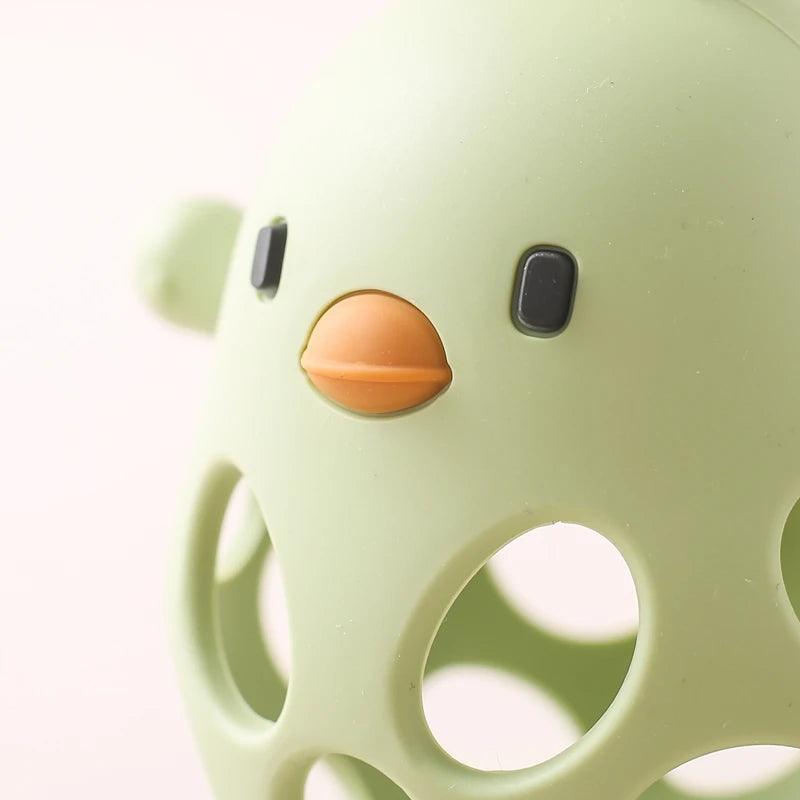 Silicone Baby Teether & Rattle-BPA-Free, Cute Chick Design,0-12 Months - - baby toys