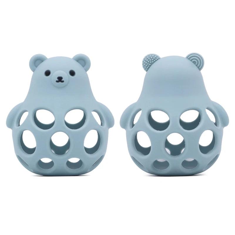 Silicone Baby Teether & Rattle-BPA-Free, Cute Chick Design,0-12 Months - Blue 1 - baby toys