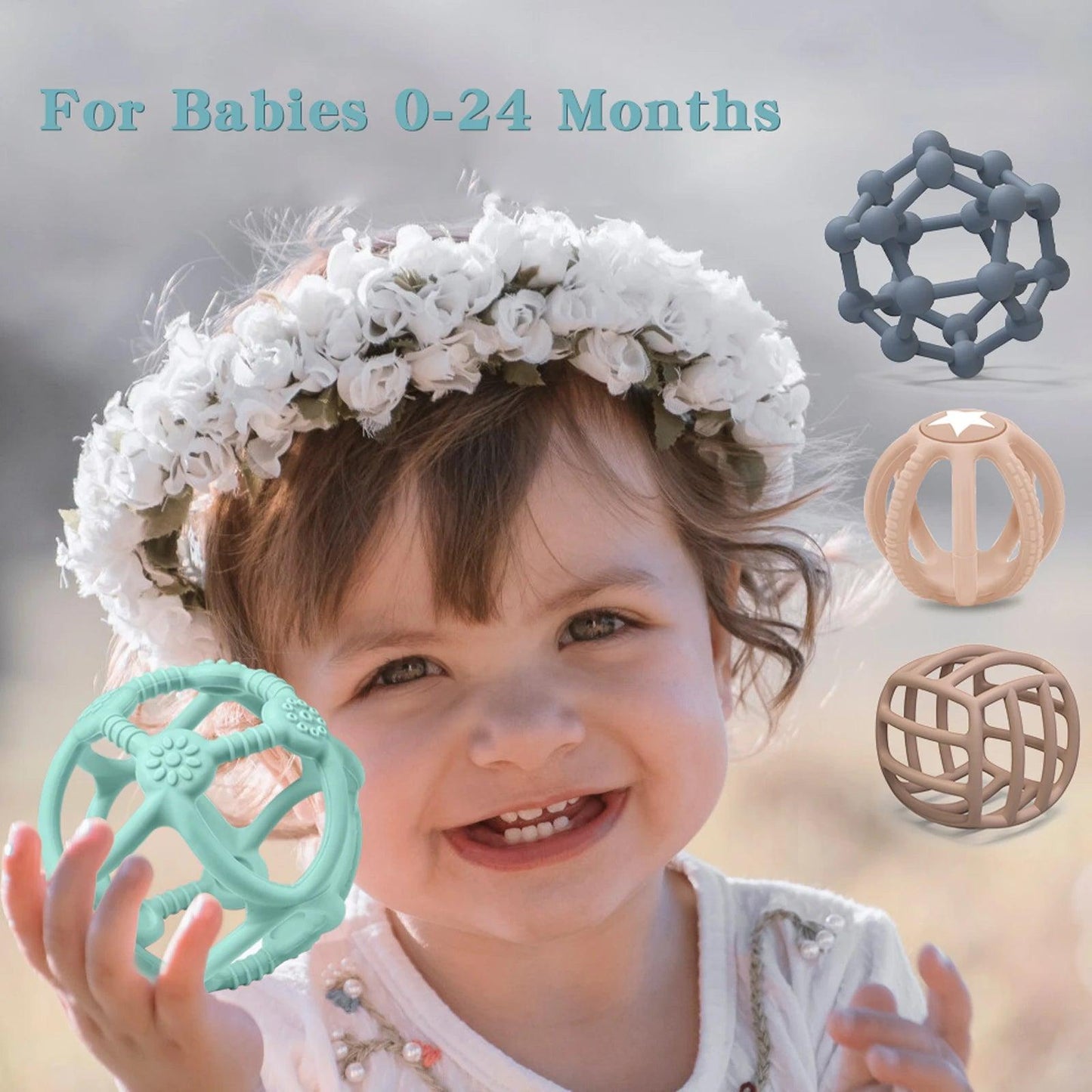 WOLIFE Baby Silicone Teether - Colorful, BPA-Free, Easy-Clean Chewing Toy - -