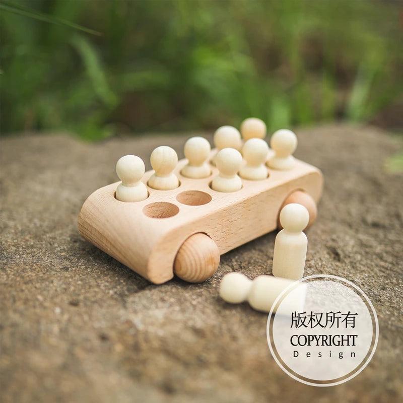 Montessori Wooden Train & Trolley - Educational Baby Toy with Numbers - - baby toys