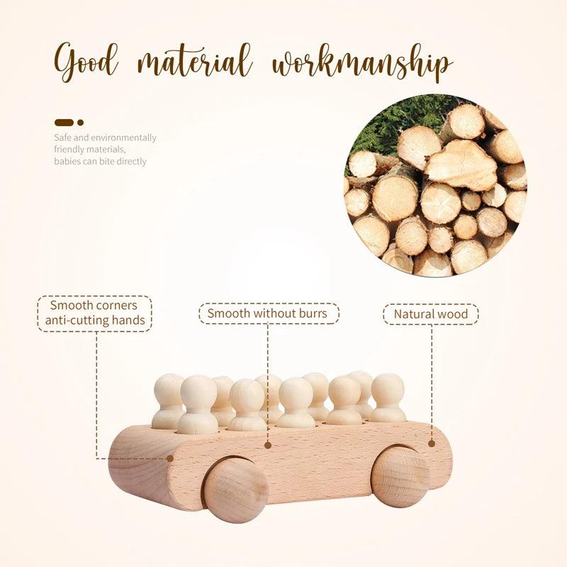 Montessori Wooden Train & Trolley - Educational Baby Toy with Numbers - - baby toys