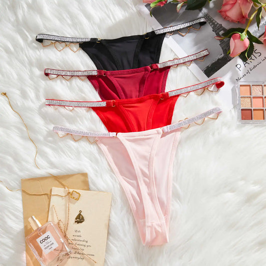 Romantic G-String Thong – Cotton Comfort, Flirty Heart Detail - - lingerie