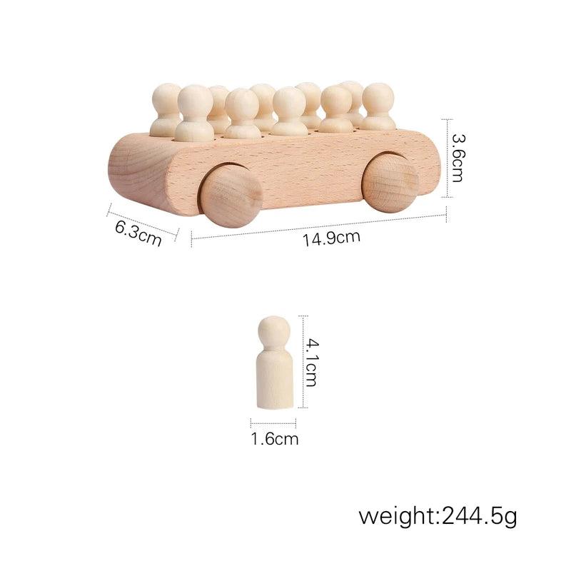 Montessori Wooden Train & Trolley - Educational Baby Toy with Numbers - - baby toys