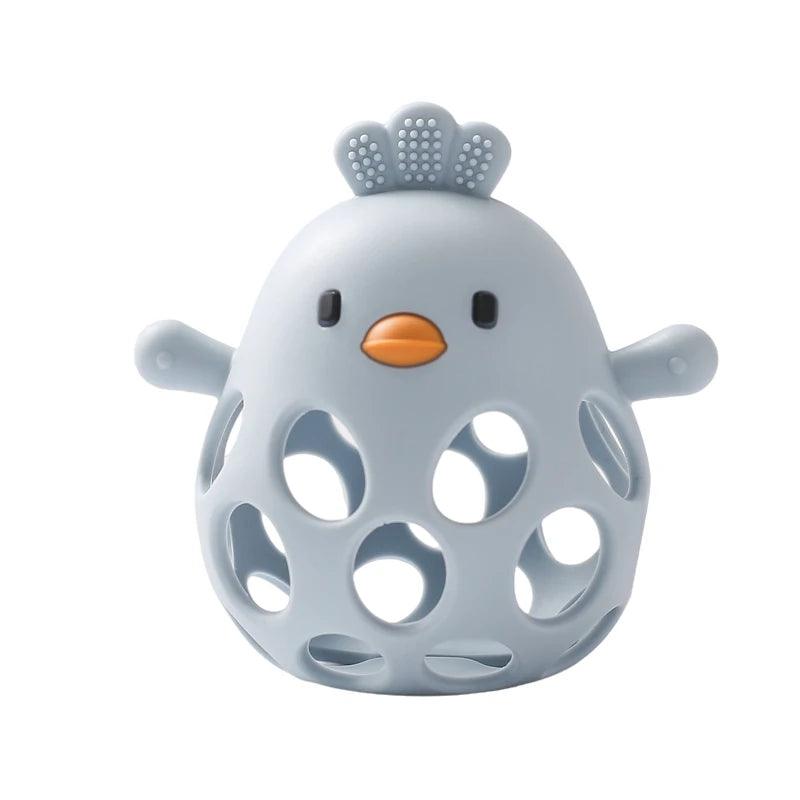 Silicone Baby Teether & Rattle-BPA-Free, Cute Chick Design,0-12 Months - Blue - baby toys