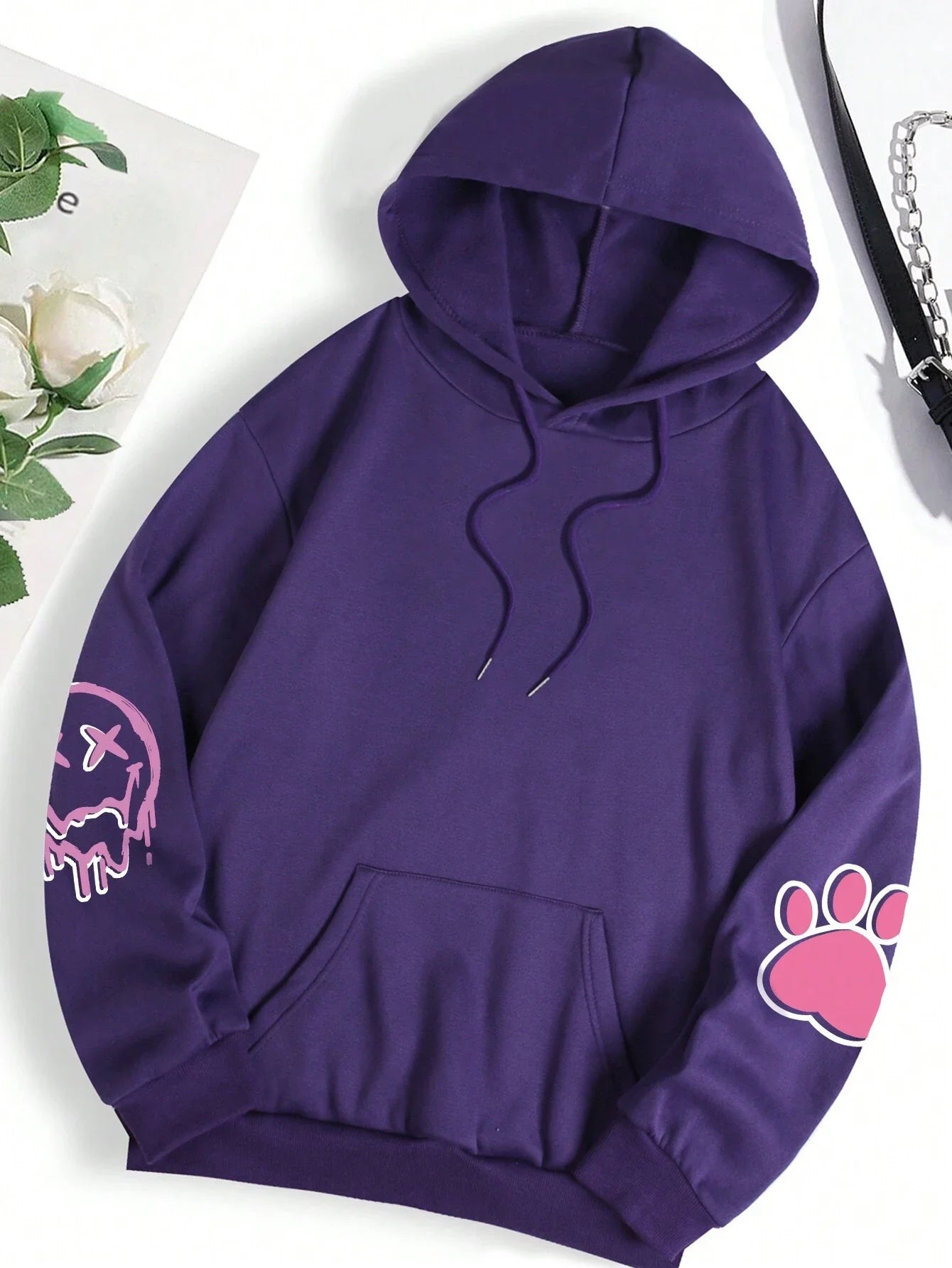 Hip Hop Oversized Hoodie - Casual & Warm Fleece Sweatshirt - - clothing top