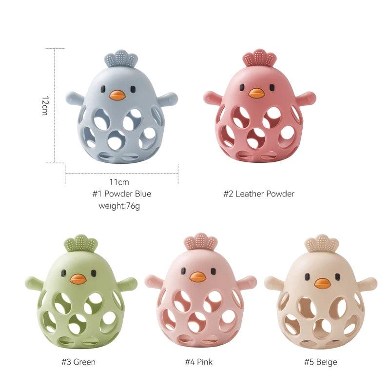 Silicone Baby Teether & Rattle-BPA-Free, Cute Chick Design,0-12 Months - - baby toys