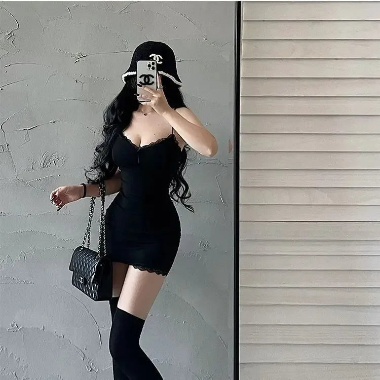 Hot Girl Lace Mini Dress – Sexy Slim Fit with Breast Pad - - Dresses / Party & Clubwear
