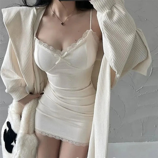 Hot Girl Lace Mini Dress – Sexy Slim Fit with Breast Pad - - Dresses / Party & Clubwear