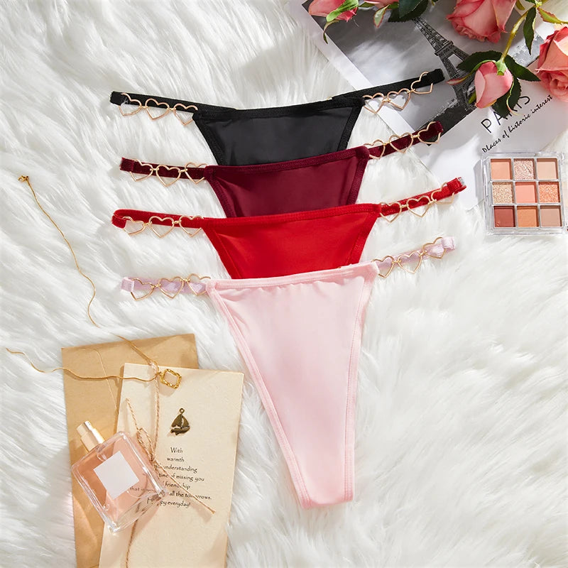 Romantic G-String Thong – Cotton Comfort, Flirty Heart Detail - - lingerie