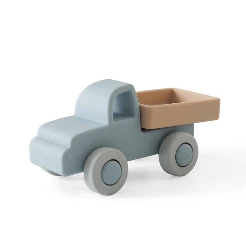 Silicone Baby Car Toy & Teether - Educational Blocks for 0-12 Months - Blue Truck - baby toys
