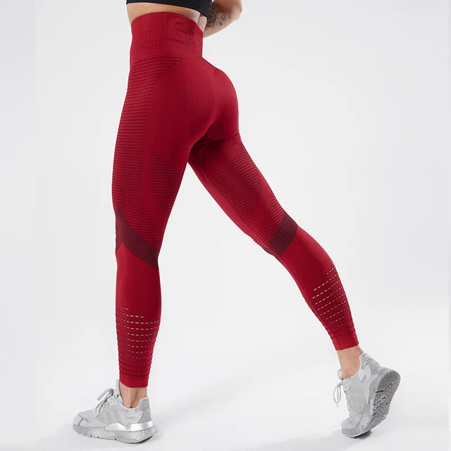 Sexy High Waist Leggings – Seamless & Sculpting Fit for Women - Red - Activewear Leggings
