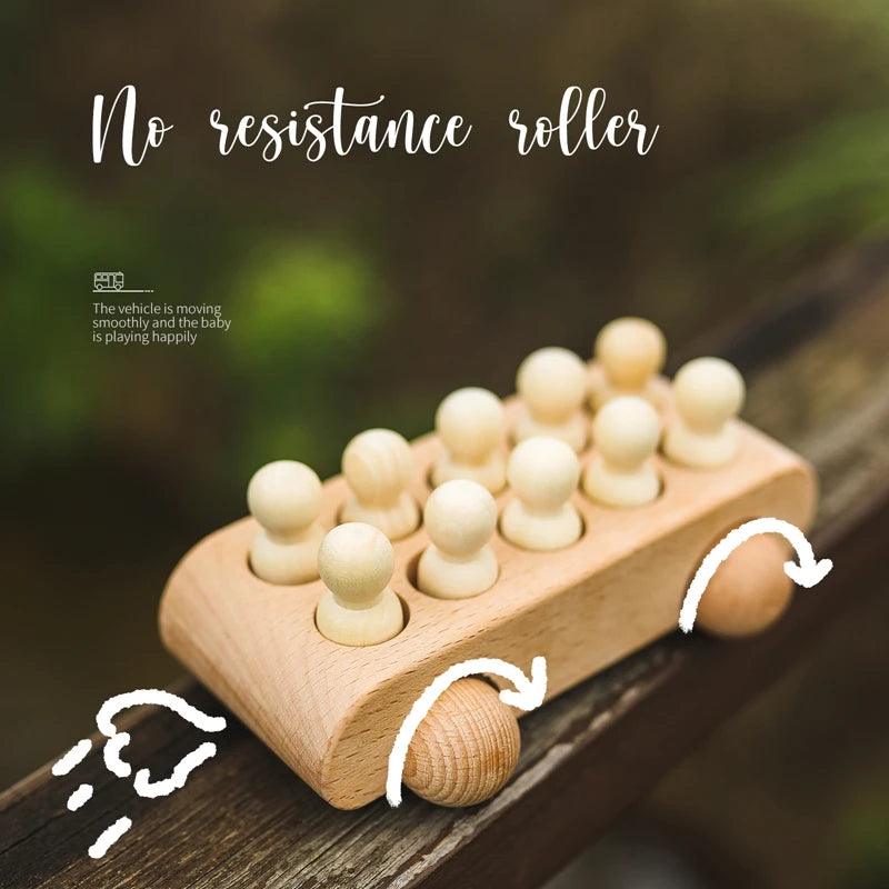 Montessori Wooden Train & Trolley - Educational Baby Toy with Numbers - - baby toys