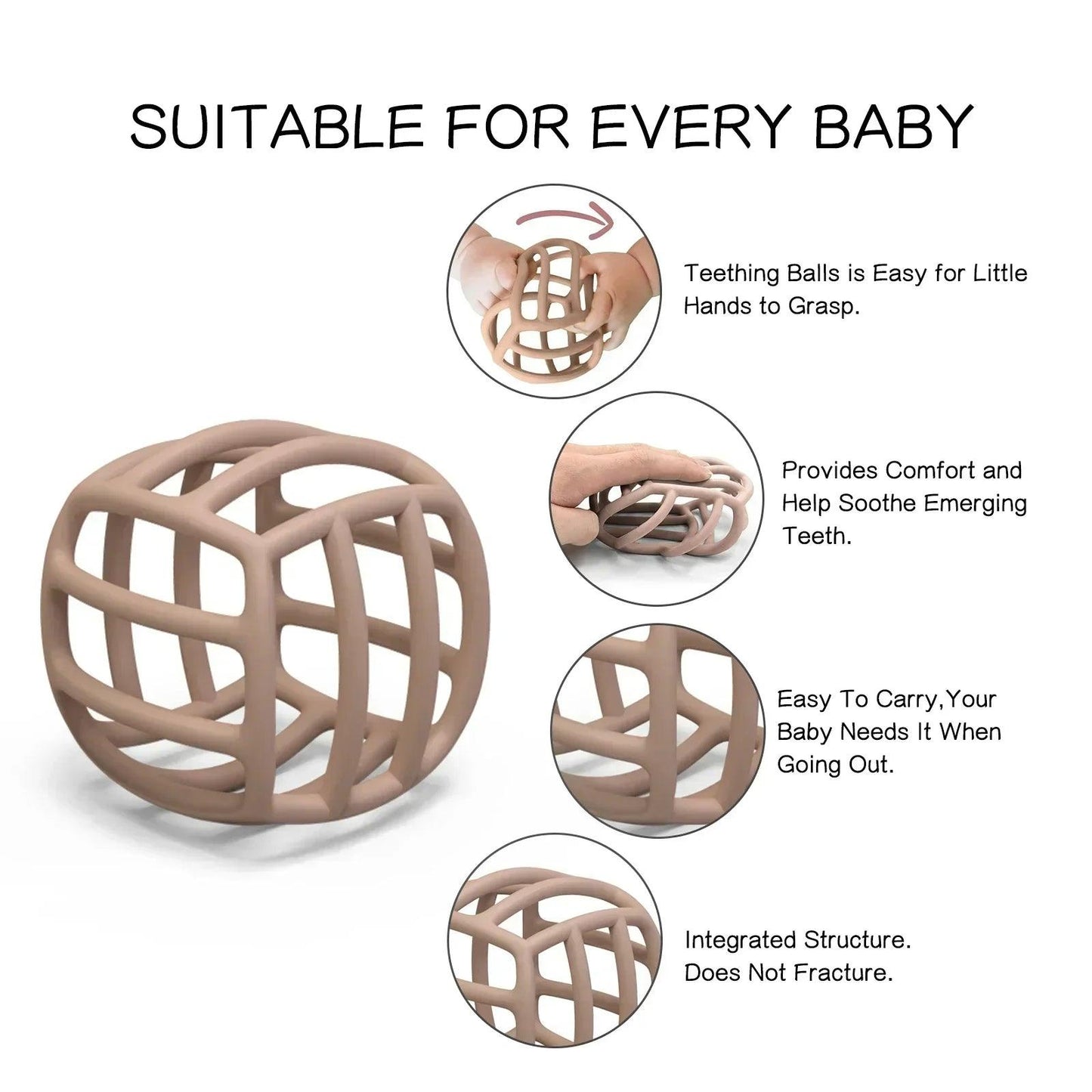 WOLIFE Baby Silicone Teether - Colorful, BPA-Free, Easy-Clean Chewing Toy - -