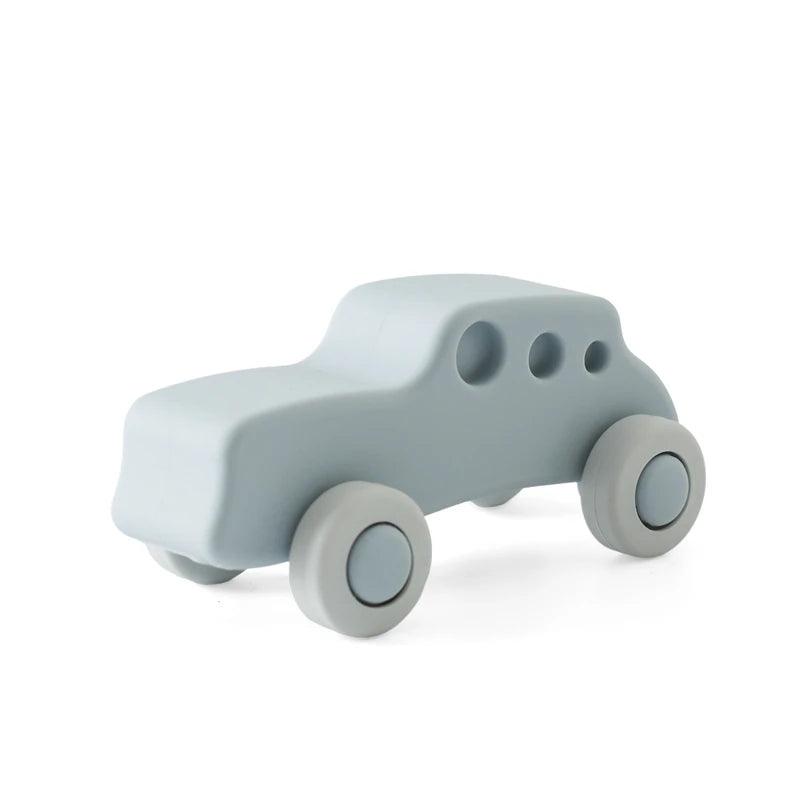 Silicone Baby Car Toy & Teether - Educational Blocks for 0-12 Months - Blue Car - baby toys