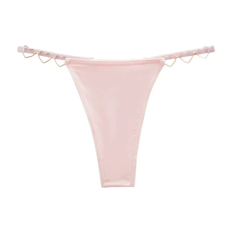 Romantic G-String Thong – Cotton Comfort, Flirty Heart Detail - - lingerie