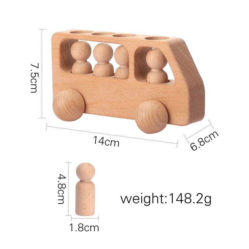 Montessori Wooden Train & Trolley - Educational Baby Toy with Numbers - Wooden doll bus CHINA - baby toys