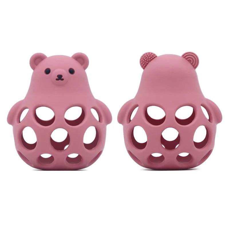 Silicone Baby Teether & Rattle-BPA-Free, Cute Chick Design,0-12 Months - Red - baby toys