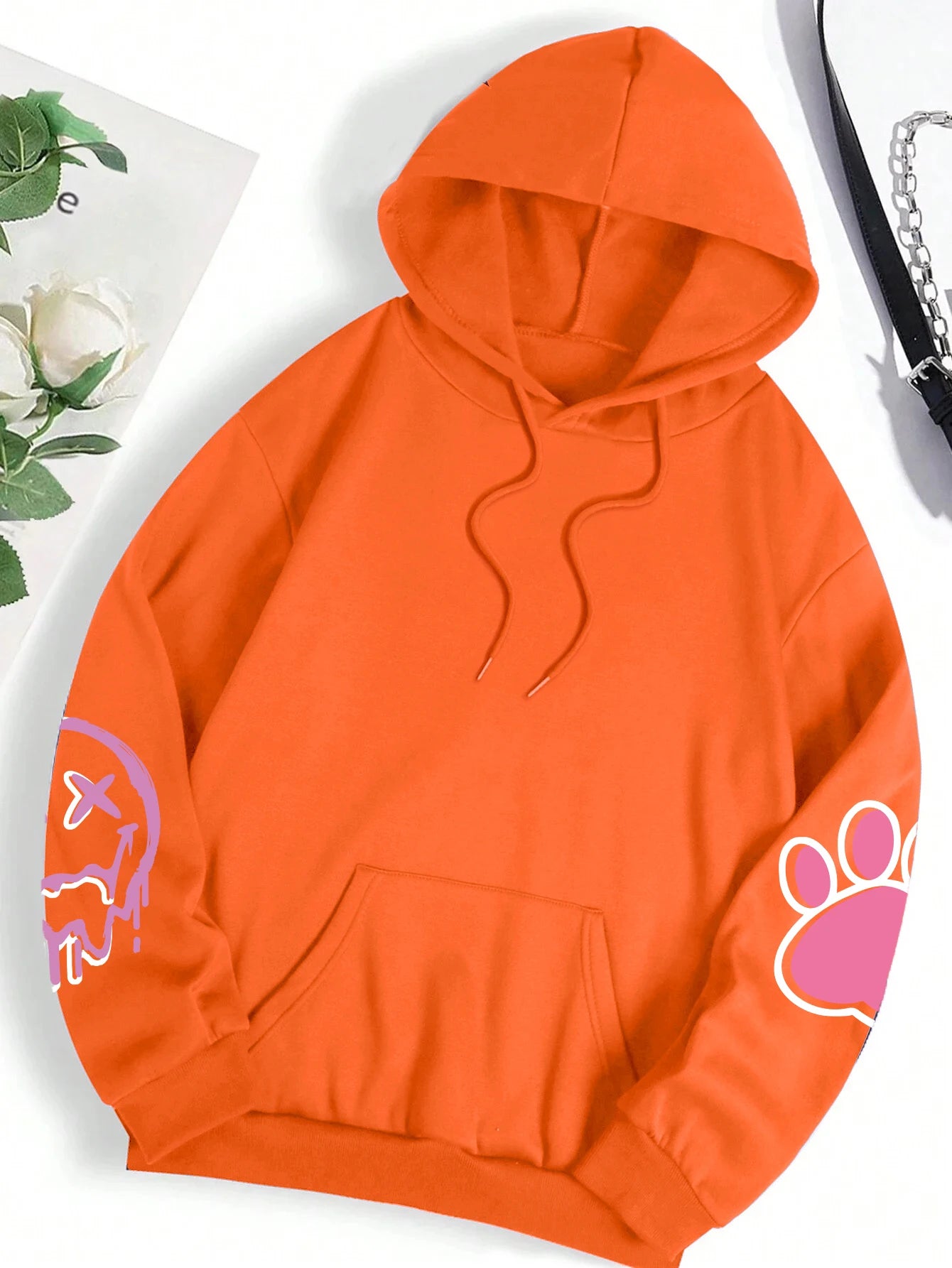 Hip Hop Oversized Hoodie - Casual & Warm Fleece Sweatshirt - - clothing top