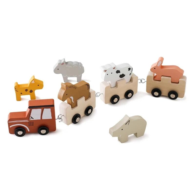 Montessori Wooden Train & Trolley - Educational Baby Toy with Numbers - set3 CHINA - baby toys