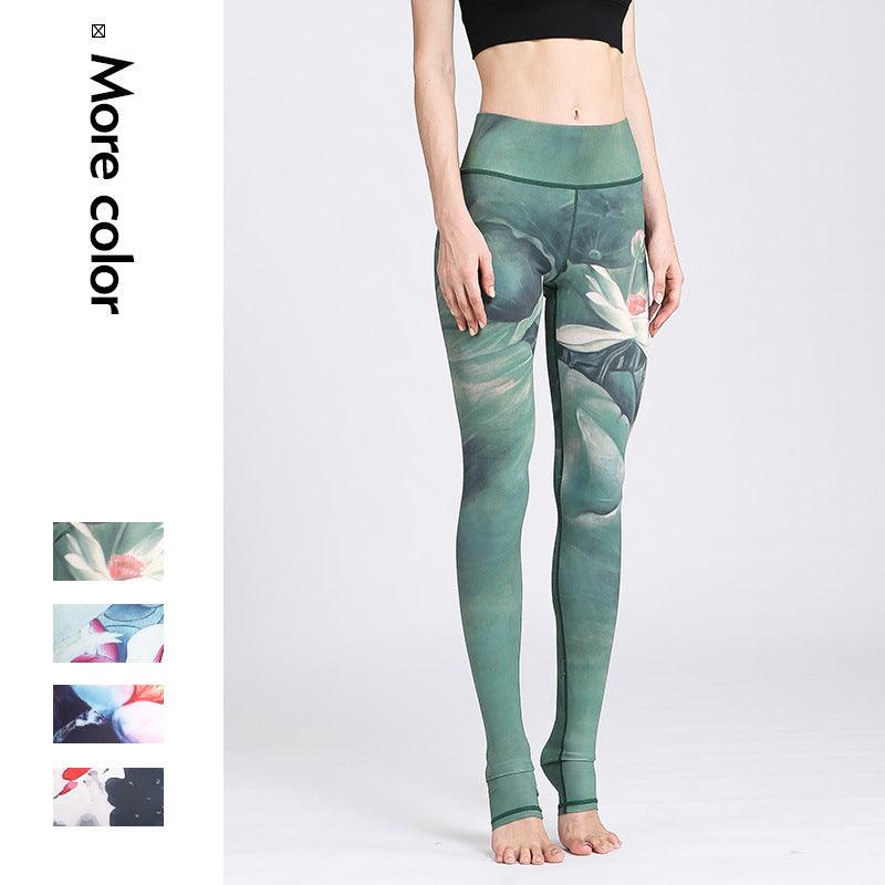 Fit4Goals™ High Waist Yoga Pants - Floral Push Up Leggings for Running - - Leggings