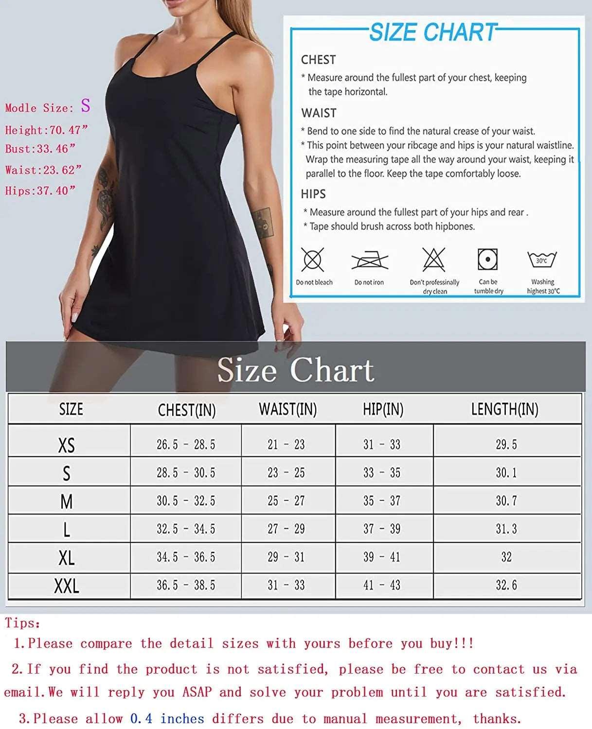Women's Sports Dress – Built-in Bra, Pockets, and Shorts . - - Activewear Dress